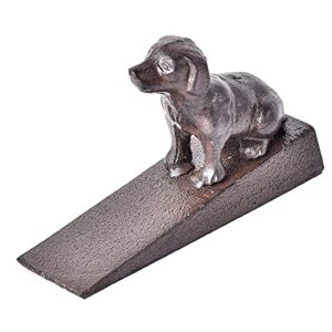 sungmor solid cast iron door stops with non-slip mat – powerful resistance & cute dog shape & antique style – decorative door stopper wedge – windproof door holder – perfect for any kinds of ground