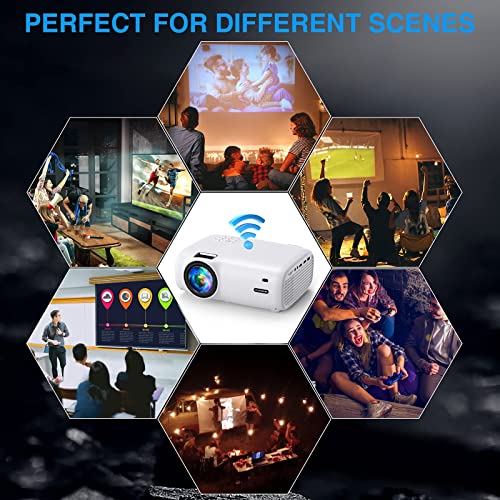 WiFi Bluetooth Projector, VILINICE 9000L HD Native 1080P Projector, Movie Projector Support iOS/Android Sync Screen&Zoom, Portable Outdoor Projector Compatible with TV Stick/ HDMI/AV/VGA/USB/TF