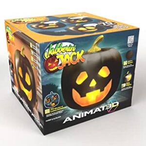 ANIMAT3D Jabberin' Jack Talking Animated Black Pumpkin with Built in Projector & Speaker Plug'n Play