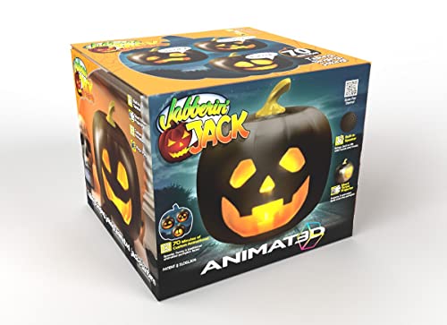 ANIMAT3D Jabberin' Jack Talking Animated Black Pumpkin with Built in Projector & Speaker Plug'n Play