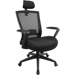 famsingo big and tall office chair for heavy people 400lb, memory sponge cushion, ergonomic desk chair mesh computer chair, adjustable height, headrest, and lumbar support, black