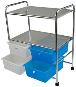 mind reader rolling utility cart, 25 inch, silver 4 drawer