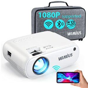 wifi projector bluetooth, w2 mini projector support 1080p full hd and 250” display, portable projector with 50% zoom function, home cinema projector compatible with ios, android, tv stick, ps4