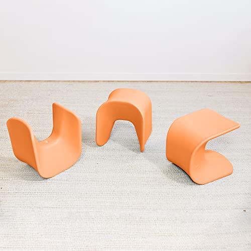 ECR4Kids Wave Seat, 14in - 15.1in Seat Height, Perch Stool, Orange, 2-Pack