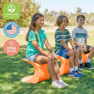 ECR4Kids Wave Seat, 14in - 15.1in Seat Height, Perch Stool, Orange, 2-Pack