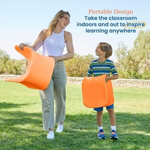 ECR4Kids Wave Seat, 14in - 15.1in Seat Height, Perch Stool, Orange, 2-Pack