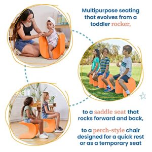 ECR4Kids Wave Seat, 14in - 15.1in Seat Height, Perch Stool, Orange, 2-Pack