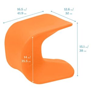 ECR4Kids Wave Seat, 14in - 15.1in Seat Height, Perch Stool, Orange, 2-Pack