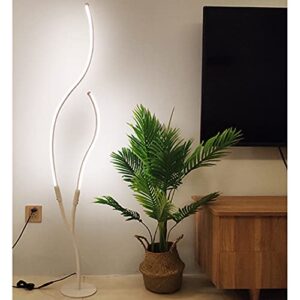 adisun led floor lamp dimmable with remote control modern standing lamp indoor minimalist spiral lamp for living room, bedroom, office lighting (white)