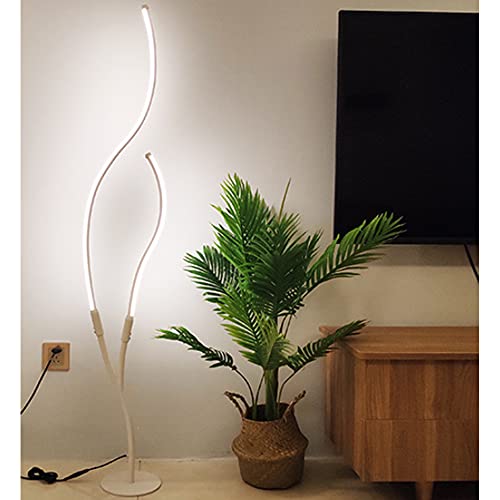 ADISUN LED Floor Lamp Dimmable with Remote Control Modern Standing Lamp Indoor Minimalist Spiral Lamp for Living Room, Bedroom, Office Lighting (White)