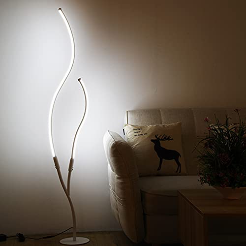 ADISUN LED Floor Lamp Dimmable with Remote Control Modern Standing Lamp Indoor Minimalist Spiral Lamp for Living Room, Bedroom, Office Lighting (White)