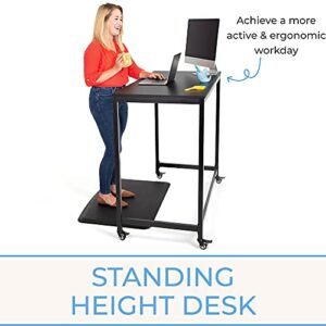 Stand Steady Joy Mobile Workstation | Standing Height Table on Wheels for Home, Office & School | Portable Standing Desk with Locking Wheels | Mobile Training Table & Collaboration Desk(Black/47x24in)