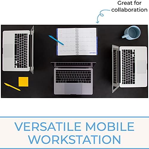 Stand Steady Joy Mobile Workstation | Standing Height Table on Wheels for Home, Office & School | Portable Standing Desk with Locking Wheels | Mobile Training Table & Collaboration Desk(Black/47x24in)