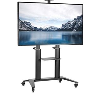vivo premium aluminum mobile tv cart for 32 to 120 inch screens up to 308 lbs, lcd led oled 4k smart flat and curved panels, heavy duty stand, shelf, wheels, max vesa 1000×600, black, stand-tv120b
