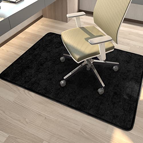 CALIDAKA Office Chair Mat for Hardwood Floor Computer Gaming Chair Mat 47x35inch Office Gaming Rolling Floor Mat Anti-Slip Under Desk Low-Pile Office Rug(Black)