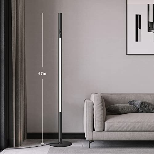 Wellwerks LED Bright Floor Lamp, Dual Light Source Floor Lamp, Modern Lamp 3 Color Temperature Touch Control, Remote Control Stepless Dimming, Simple Style, Living Room, Bedroom, Office Floor Lamp