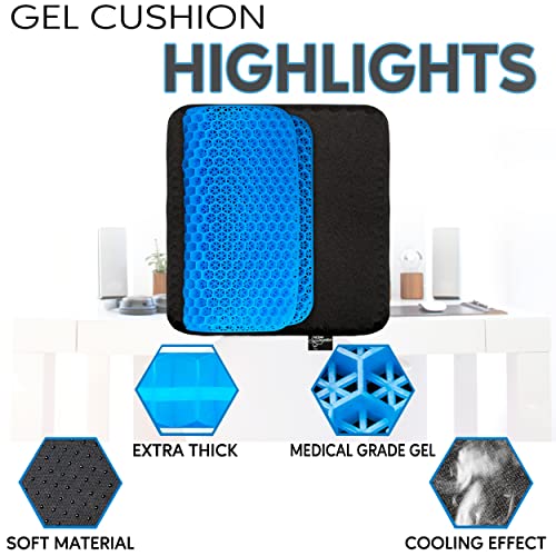 At Your Comfort Gel Seat Cushion for Long Sitting – Ideal for Car Seat, Office Chair, Wheelchair – Seat Cushion for Tailbone Pain Relief, Sciatica Seat – Comfortable, Breathable, Relieves Discomfort