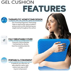 At Your Comfort Gel Seat Cushion for Long Sitting – Ideal for Car Seat, Office Chair, Wheelchair – Seat Cushion for Tailbone Pain Relief, Sciatica Seat – Comfortable, Breathable, Relieves Discomfort