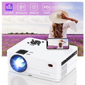 5G WiFi Bluetooth Native 1080P Projector, Roconia 9800LM Full HD Movie Projector, 300" Display for Outdoor Movies Support 4k Home Theater,Compatible with iOS/Android/PC/XBox/PS4/TV Stick/HDMI/USB