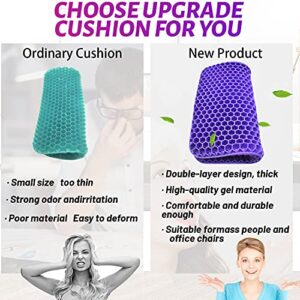 Purple Gel Seat Cushion, Double Purple Gel Seat Cushion with Non-Slip Cover for Long Sitting, Cold Gel Seat Cushion for Office Chair Car Wheelchair Accessories, Help with Sciatica & Relief Back Pain