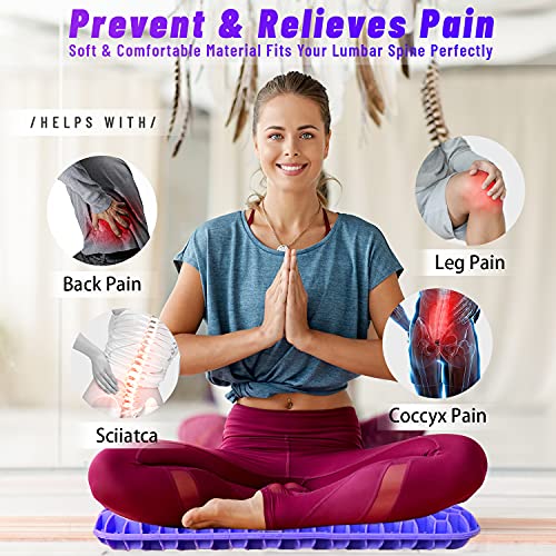 Purple Gel Seat Cushion, Double Purple Gel Seat Cushion with Non-Slip Cover for Long Sitting, Cold Gel Seat Cushion for Office Chair Car Wheelchair Accessories, Help with Sciatica & Relief Back Pain