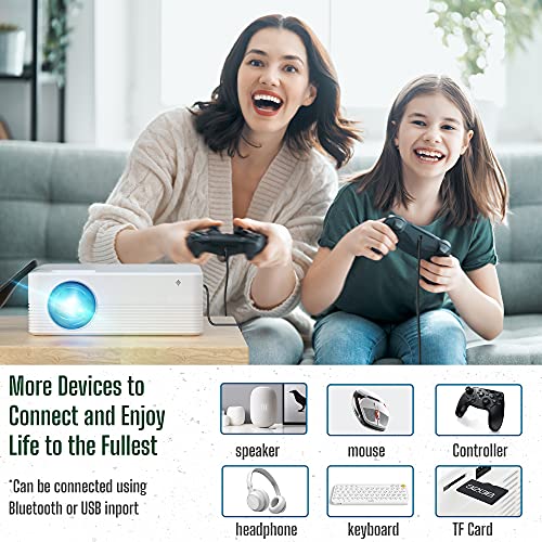 Smart Projector with WiFi and Bluetooth, Android TV 9.0 Video Movie Projector with 5000+ APP&Remote Control, 1080P Supported, 6000L&170" Display for HomeTheater/Outdoor Movies, for iOS/Android