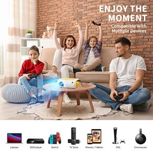 Mini Projector, Uyole Portable Movie Projector for Cartoon, Kids Gift, Small Pico Projector, Outdoor Movie Projector Compatible with iPhone,TV Stick, HDMI, AV, USB, Laptops for Home Theater Movie