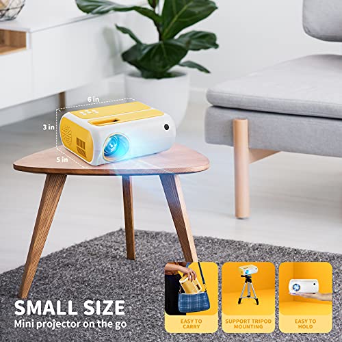 Mini Projector, Uyole Portable Movie Projector for Cartoon, Kids Gift, Small Pico Projector, Outdoor Movie Projector Compatible with iPhone,TV Stick, HDMI, AV, USB, Laptops for Home Theater Movie