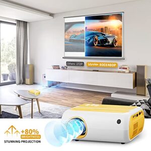 Mini Projector, Uyole Portable Movie Projector for Cartoon, Kids Gift, Small Pico Projector, Outdoor Movie Projector Compatible with iPhone,TV Stick, HDMI, AV, USB, Laptops for Home Theater Movie