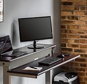 S STAND UP DESK STORE Crank Adjustable 2-Tier Standing Desk with Heavy Duty Steel Frame-Silver Frame/Dark Walnut Top, 60 inch Wide