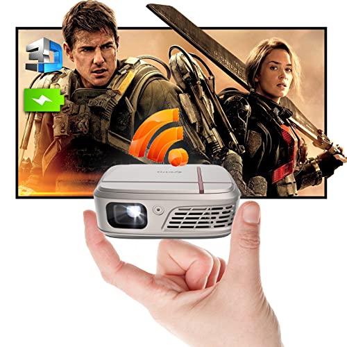 Mini Portable Projector 5200mAh Battery, Pocket Outdoor 3D Movie WiFi Projector Wireless HD Cinema Airplay Mirroring for Smart iOS Android Phone/Laptop, Small DLP Projector for DVD TV Stick HDMI USB