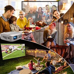 Mini Portable Projector 5200mAh Battery, Pocket Outdoor 3D Movie WiFi Projector Wireless HD Cinema Airplay Mirroring for Smart iOS Android Phone/Laptop, Small DLP Projector for DVD TV Stick HDMI USB