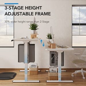 FLEXISPOT 3 Stages Dual Motor Electric Standing Desk 55x28 Inches Whole-Piece Desk Board Height Adjustable Desk Electric Stand Up Desk Sit Stand Desk(White Frame + White Desktop)