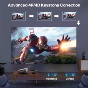 KYASTER Native 1080P Projector,700 ANSI Lumen 4K Supported,4P/4D Keystone Correction,Android 9.0 OS with Build in App Store,5G WiFi Wireless Screencast for iPhone,10W Speakers,Bluetooth 5.1