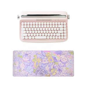 yunzii actto b303 retro bluetooth typewriter keyboard (english, baby pink),garden cats desk mat
