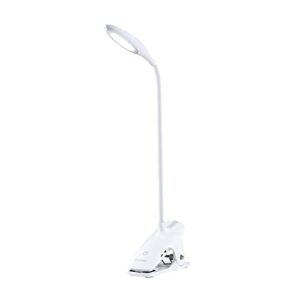 brivation led desk lamp with usb charging port, clip lamp for desk, portable eye-care desk light, flexible gooseneck usb rechargeable, 3 dimming levels, touch control