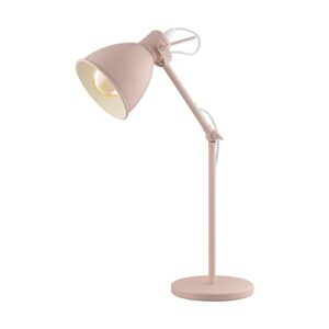 eglo 204085a priddy 17 inch desk lamp plug-in lighting for living room, bedroom, dorm, and office, pastel apricot pink