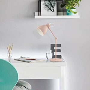 EGLO 204085A Priddy 17 inch Desk Lamp Plug-in Lighting for Living Room, Bedroom, Dorm, and Office, Pastel Apricot Pink