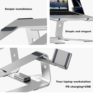 DXX Laptop Stand with Phone Holder, Aluminum Computer Riser, Ergonomic Laptops Elevator for Desk, Metal Holder Compatible with 10 to 15.6 Inches Notebook Computer