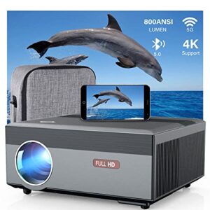 4k projector 800 ansi lumen,native 1080p 5g wifi bluetooth projector,full hd lcd smart wireless projector 12000lm with android 9.0 rj45 apps hdmi usb for home cinema outdoor movie office ios windows