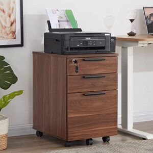 farini file cabinet with lock storage cabinet 3 drawers lateral file cabinets for home office organization printer stand fully assembled brown