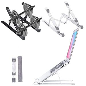 tynctway laptop stand, adjustable computer holder aluminum riser, non-slip metal compatible with macbook air pro foldable portable tablets holder for 10″ to 15.6″ notebook computer (silver)