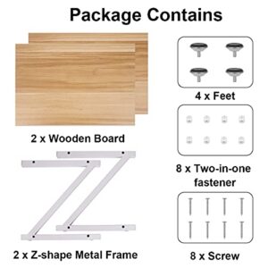 DUNCHATY Wood Printer Stand with Storage Under Desk Shelf Printer Table Stand for Office Storage Organizer, Desktop Stand with Adjustable Anti-Skid Pad, 2 Tier Printer Organizer Stand for Home Office