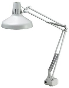 luxo lc1awt lc 22w circline fluorescent with 14w cfl task light, 45″ powder-coated arm with external springs, edge clamp, white