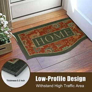 Wonnitar Floral Door Mat,24"x36" Indoor Front Door Mat Entryway Rug,Non-Slip Vintage Welcome Doormat for Entrance Inside,Low-Profile Dirt Trap Washable Indoor Patio Shoe Mat,Red