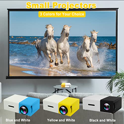 Beamer, Mini Beamer, Mini Projector, Beamer Full HD, Real Color Portable LED Home Theater Projector for Mobile Phone CN Plug AC 220V(Schwarz und weiß)