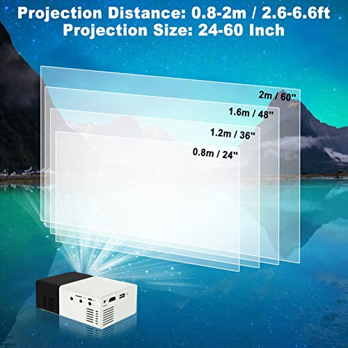 Beamer, Mini Beamer, Mini Projector, Beamer Full HD, Real Color Portable LED Home Theater Projector for Mobile Phone CN Plug AC 220V(Schwarz und weiß)