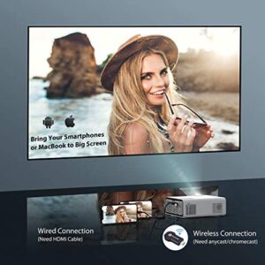 YABER V3 Mini Bluetooth Projector 6000 Lux Full HD 1080P and Zoom Supported, Portable LCD LED Home & Outdoor Projector for iOS/Android/TV Stick/PS4/PC/Bluetooth Speaker (White)
