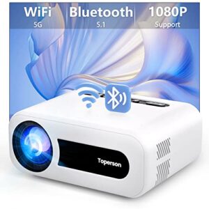 mini 5g wifi bluetooth home projector with full hd 1080p supported, toperson 7000lm 200″ home movie theater video projector for iphone android smartphone /tv stick/hdmi/usb/xbox/ps4/laptop/tablet/pc