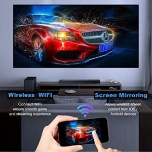 HD Smart Wi-Fi Portable Projector Android 5000+ Apps, 7000Lumen LCD Bluetooth Movie Projectors Home Entertainmen,Compatible with HDMI USB VGA Netflix Prime Video Wireless Cast Smartphone Projector